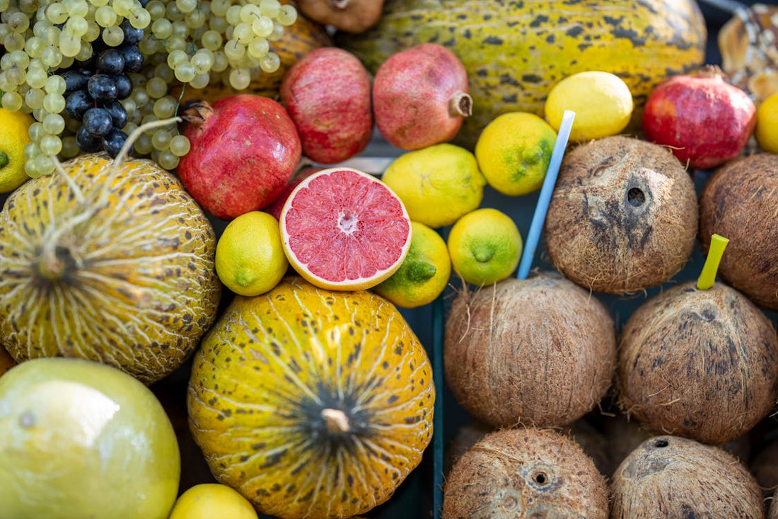 Conjunto de frutas, ricas em fibras